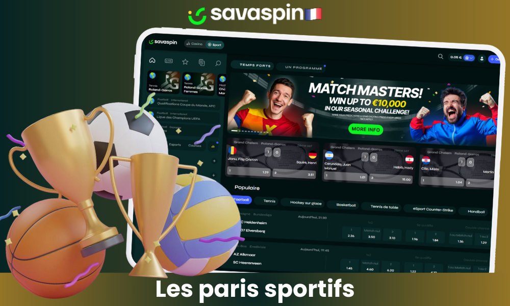 Savaspin dispose d'une section de paris sportifs à part entière