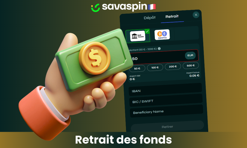 Retrait des gains chez Savaspin