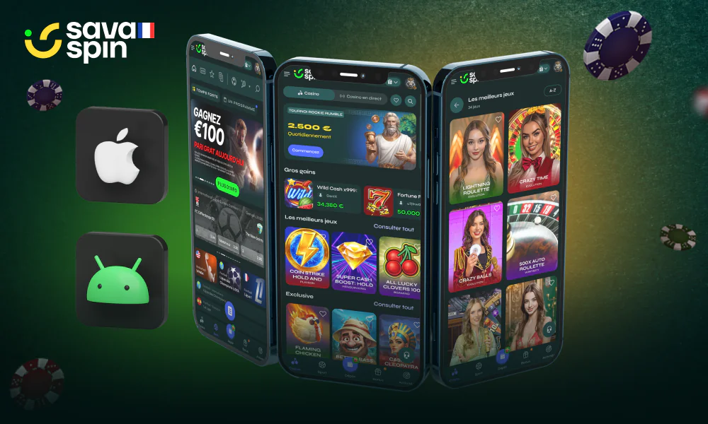 Disponible en France, la SavaSpin App est une plateforme de jeu optimisée pour mobiles Android et iOS