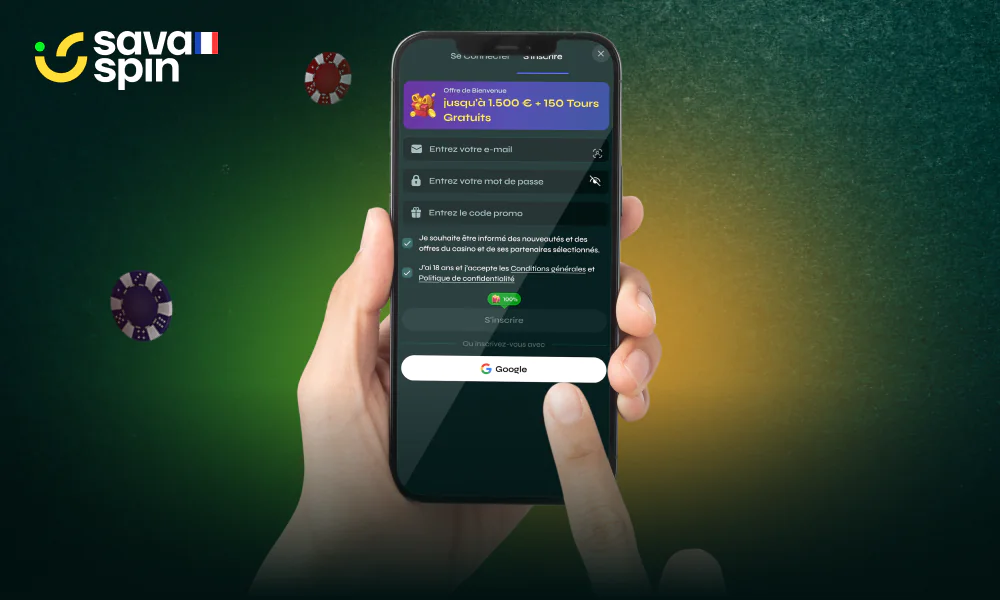 S'inscrire sur SavaSpin est un processus rapide et simplifié en quelques étapes seulement