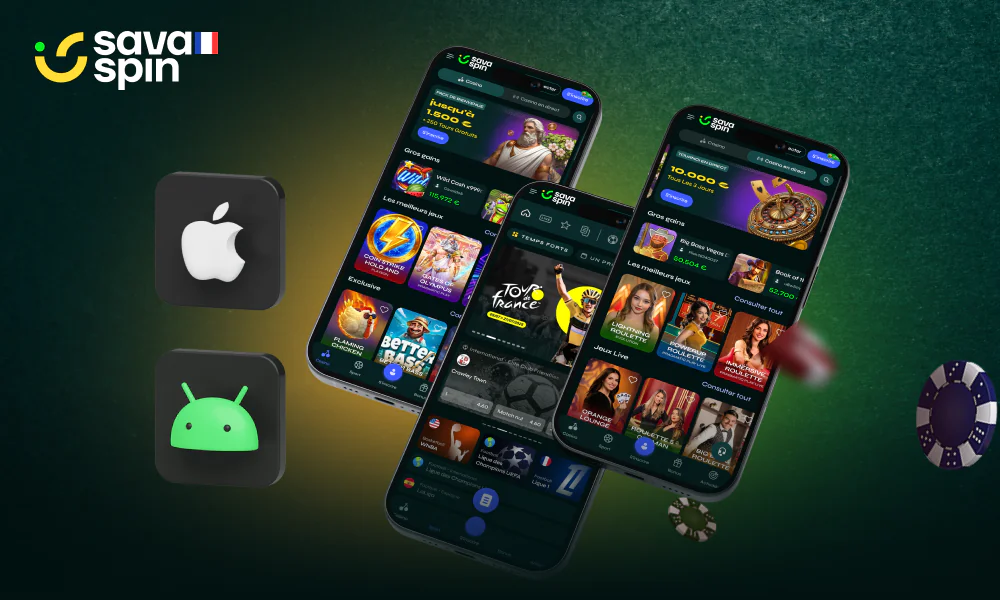 SavaSpin propose une application mobile optimisée pour Android et iOS, spécialement conçue pour une expérience de jeu fluide et intuitive